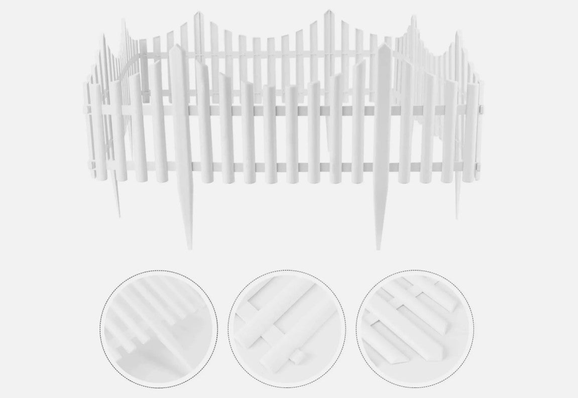 Lawn Border Edge Fence - 10pcs White