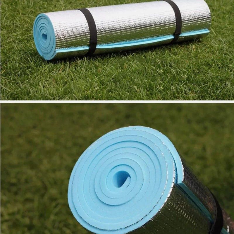 Yoga Camping Mat 6MM Blue Roll Up Eva Foam Insulated Waterproof Foil Matt