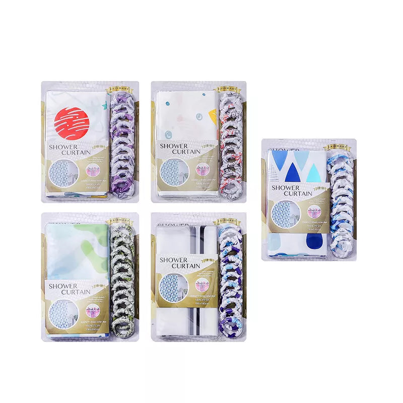 Curtain Shower 100% PEVA Waterproof Bathroom Mould Free 12 Rings 180 x 180cm