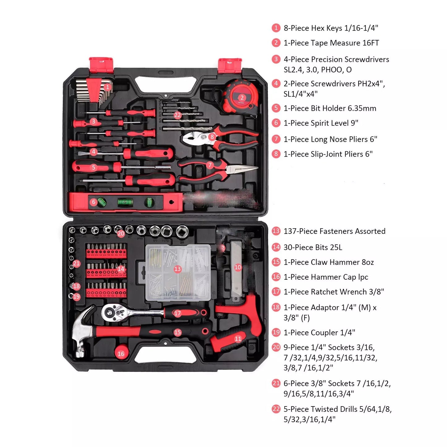 Tool Kit 226 Pcs Professional Hand Tool Kit Set Household & Workshop DIY Tools