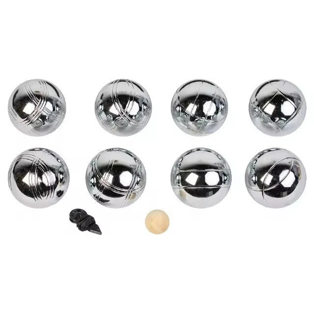 8 French Ball Stainless Steel Chrome Boules Set Petanque Carry Case Garden +Jack