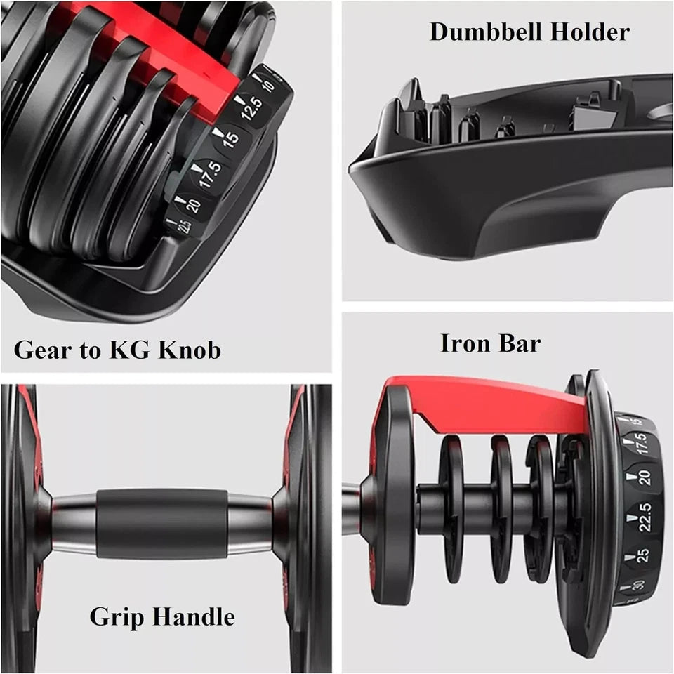 Adjustable Dumbbell 24 kg Home Gym Quick Dial Smart Exercise Fitness