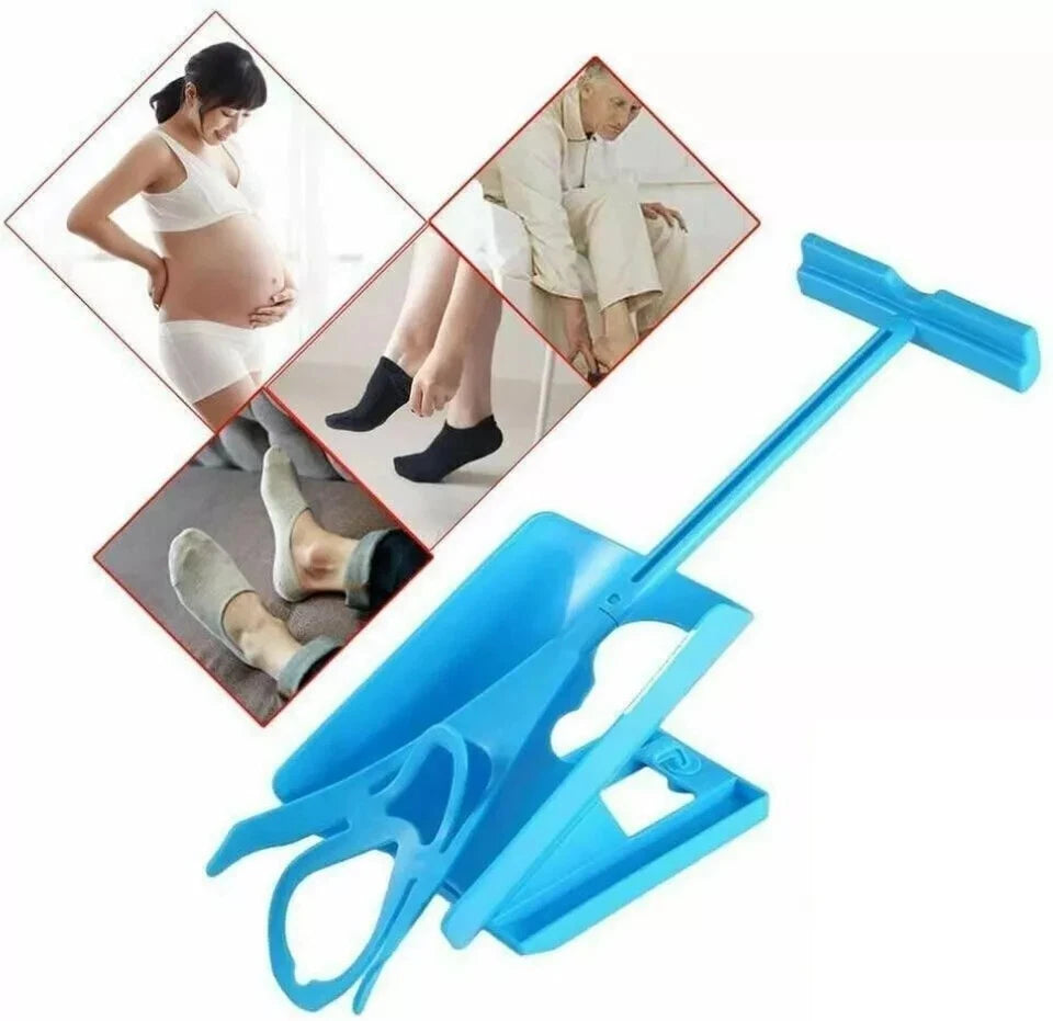 Sock Helper Puller Aid Sock Slider Without Bending Fast & Easy To Use Blue