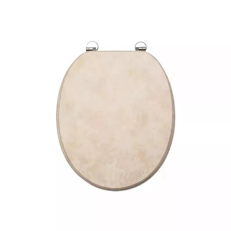 18" UNIVERSAL BATHROOM MDF WC TOILET SEAT NOVELTY EASY FIT +FITTINGS WOODEN W/C