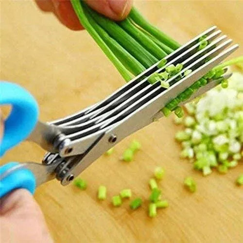 5 Blade Shredding Scissor Kitchen Security Salad Scissor Quick & Easy Use Steel