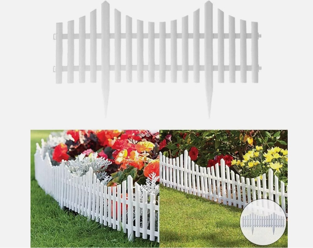 Lawn Border Edge Fence - 10pcs White