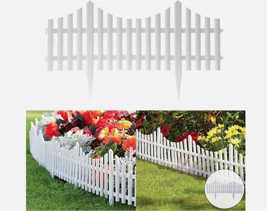 Lawn Border Edge Fence - 10pcs White