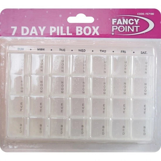 Weekly Pill Box 7 Day 28 Compartment Tablet Organiser Medicine Storage Dispenser