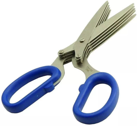 5 Blade Shredding Scissor Kitchen Security Salad Scissor Quick & Easy Use Steel