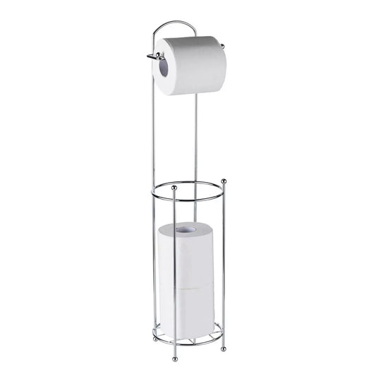 Chrome Tissue Holder Free Standing Toilet Paper Roll Holder Wire Frame Modern