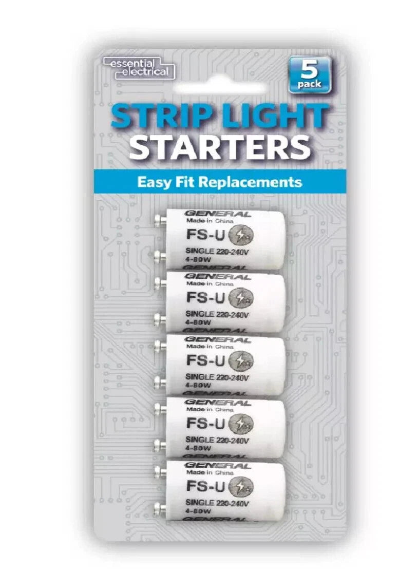 Essential Electrical Pack of 5 Strip Light Starters - 220-240V 4-80W Replacement