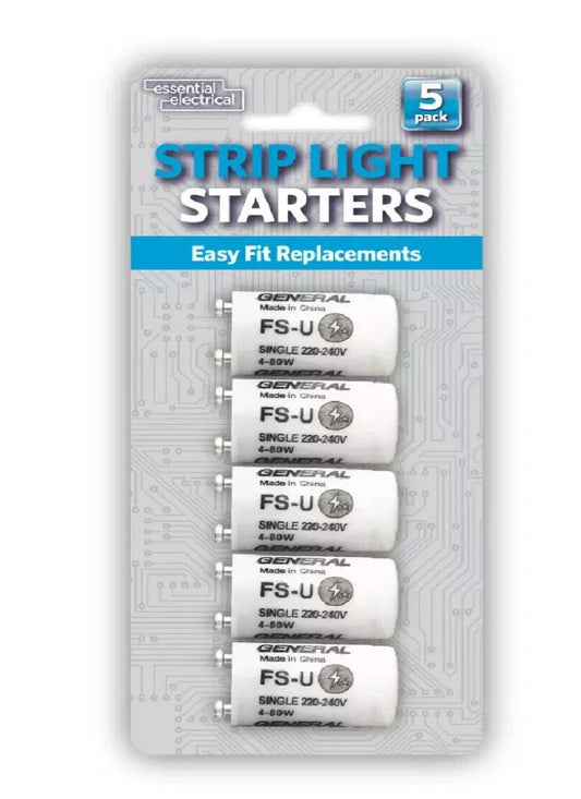 Essential Electrical Pack of 5 Strip Light Starters - 220-240V 4-80W Replacement