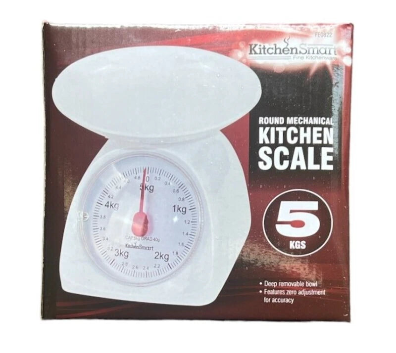 Kitchen Weight Scale White Round Mechanical Cooking Food Measuring Scale 5KG