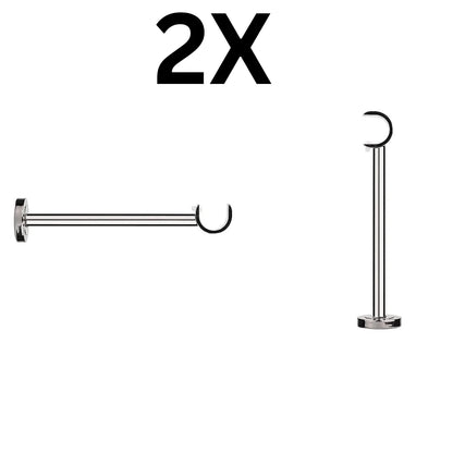 2X GOODHOME OLYMPE GREY NICKEL EFFECT METAL LONG CURTAIN POLE BRACKET 28MM