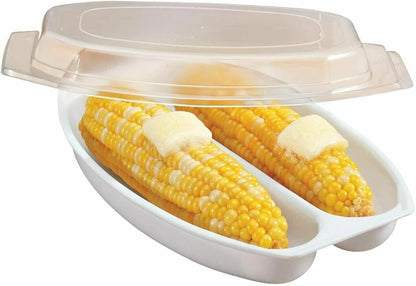 NEW Microwave Corn Steamer Corn on the Cob Fat Free Corns Easy Kitchen Pot UK