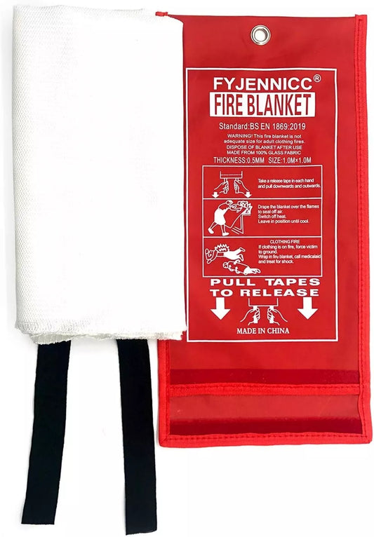 Fire Blanket With Flame-Retardant Cotton Tapes Travel Safety Large 1m x 1m