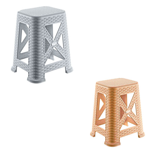 18" Large Plastic Rattan Stool Indoor Outdoor Home Stackable Seat Chair