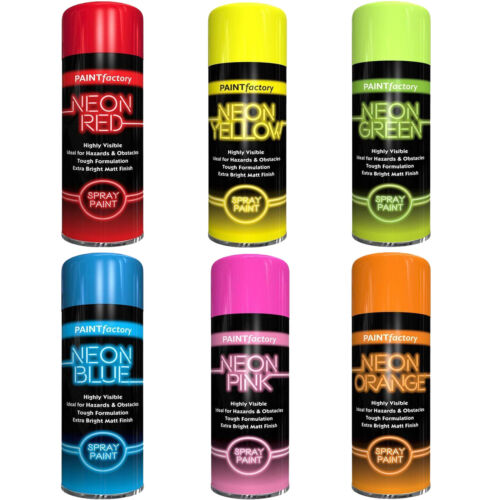 Fluorescent Bright Neon Spray Paint Aerosol All-Purpose Wood Metal Plastic 200ml