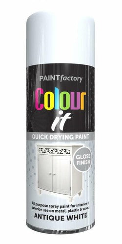 Antique White Spray Paint Gloss Aerosol All-Purpose Plastic Wood Metal 400ml