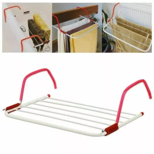 LAUNDRY FOLDING AIRER DRYER RAIL 3M 5 BAR RADIATOR CLOTHES TOWEL WASHING CARAVAN