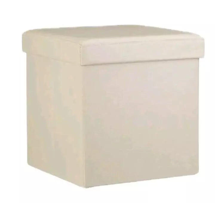 Faux Leather Folding Storage Box Ottoman Seat Stool Storage Boxes Home Footstool