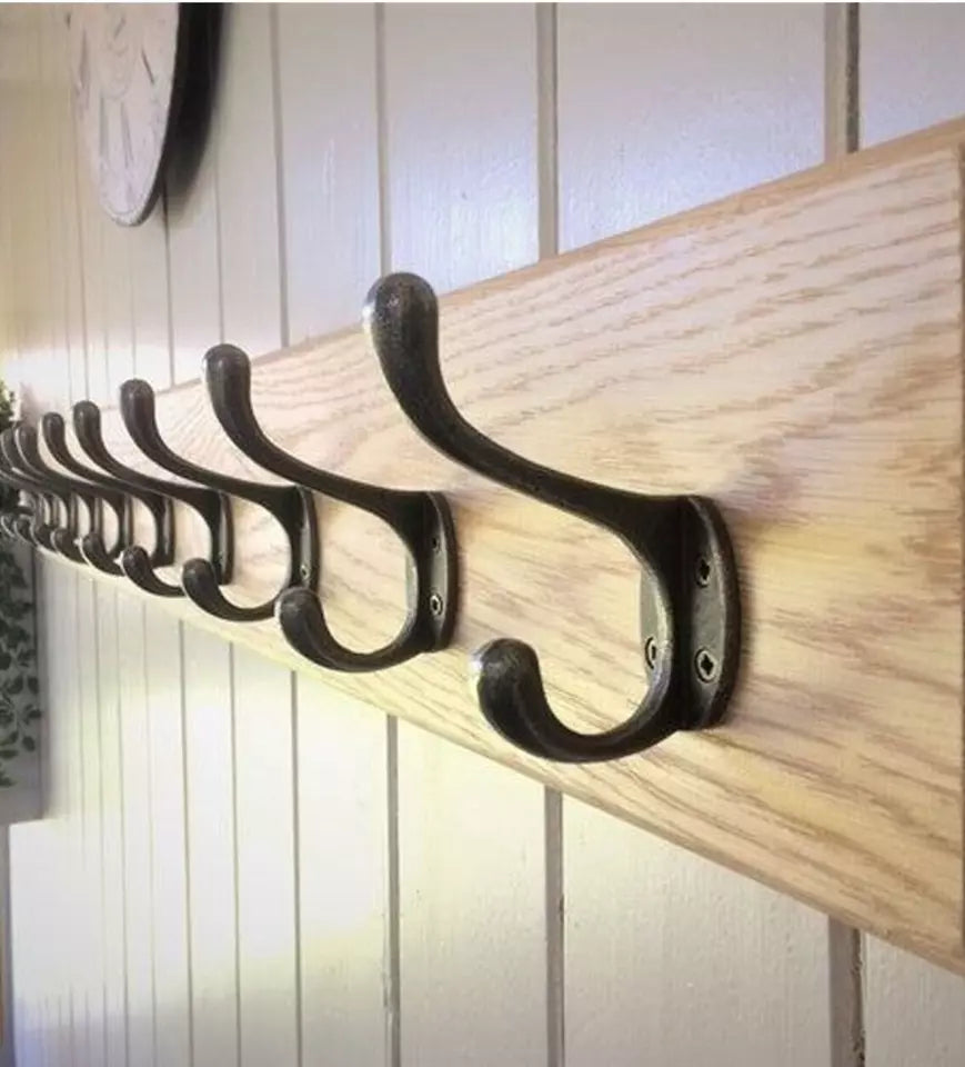Coat & Hat Wall mounted Hanger with 6 Hooks Stand - Wooden Door Modern Hooks