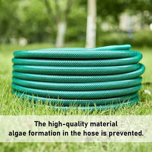 100M Garden Hose Pipe PVC Water Spray Reinforced Hosepipe + Fittings