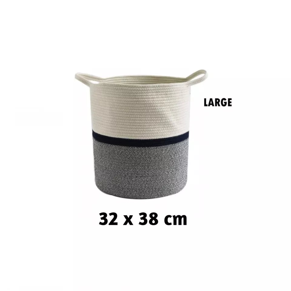 Cotton Rope Basket Cloth Toy Storage Laundry Washing Organizer Hamper