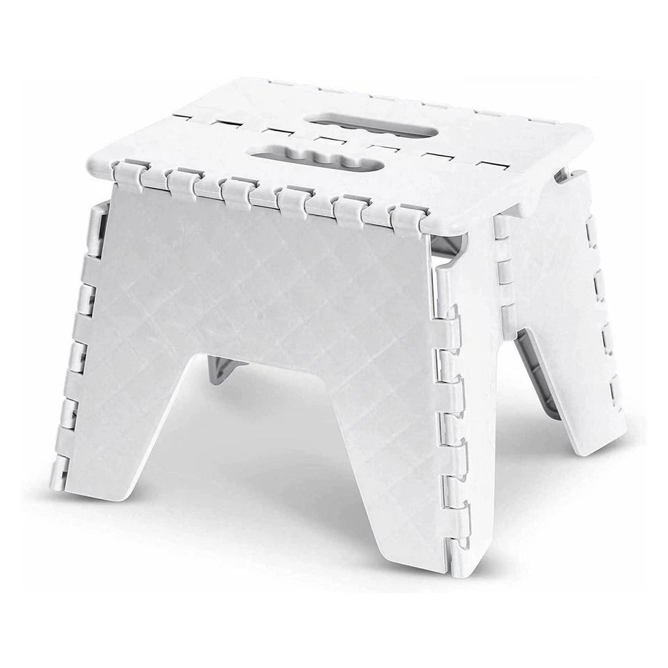 WHITE STEP STOOL FOLDING HANDY HOME KITCHEN 120KG FLAT STORAGE COLLAPSIBLE MULTI USE