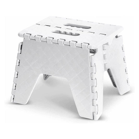 WHITE STEP STOOL FOLDING HANDY HOME KITCHEN 120KG FLAT STORAGE COLLAPSIBLE MULTI USE