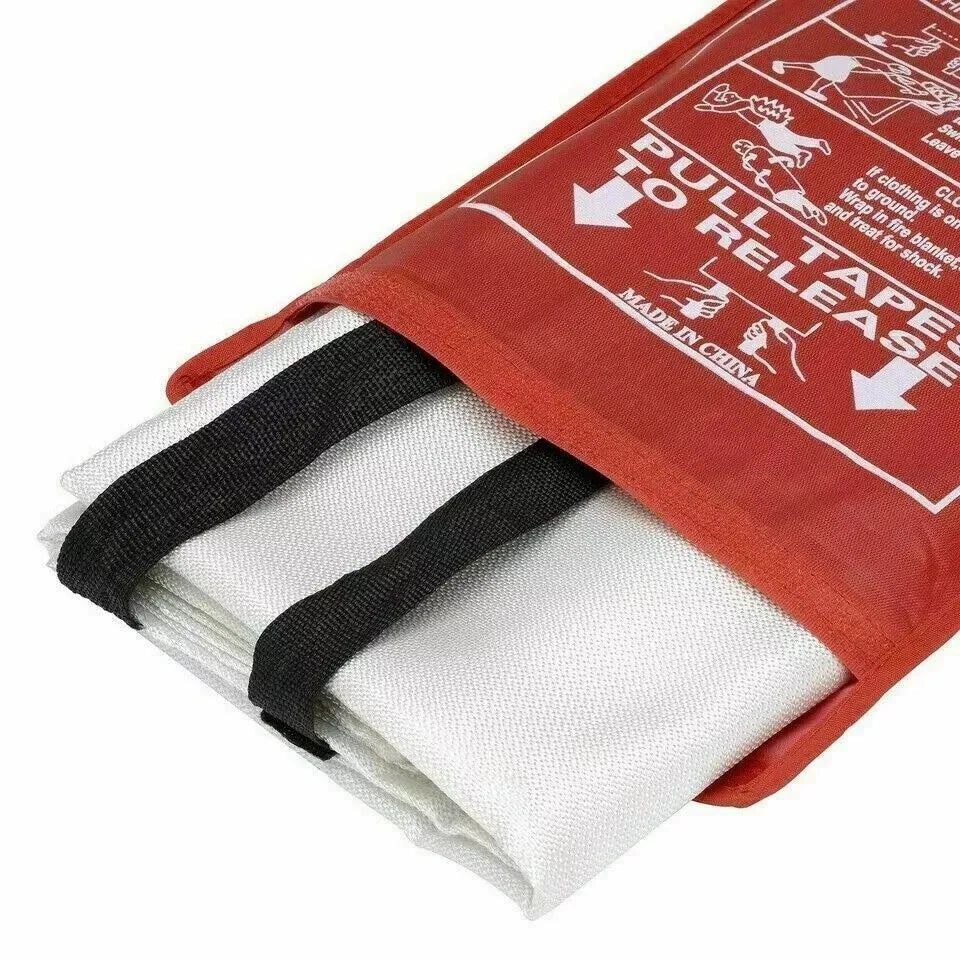 Fire Blanket With Flame-Retardant Cotton Tapes Travel Safety Large 1m x 1m