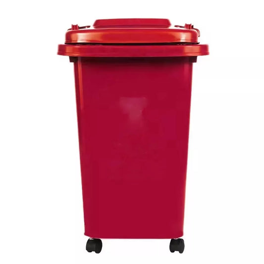 Red Recycling Wheelie Bin Dustbin Rubbish Waste Trash Kitchen Home Office 50L