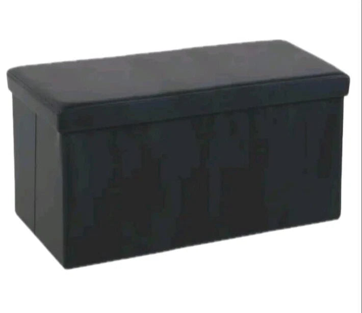 Faux Leather Folding Storage Box Ottoman Seat Stool Storage Boxes Home Footstool