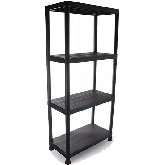 4 Tier Shelf Shelving Rack Shelves Plastic Racking Home Storage Unit Black