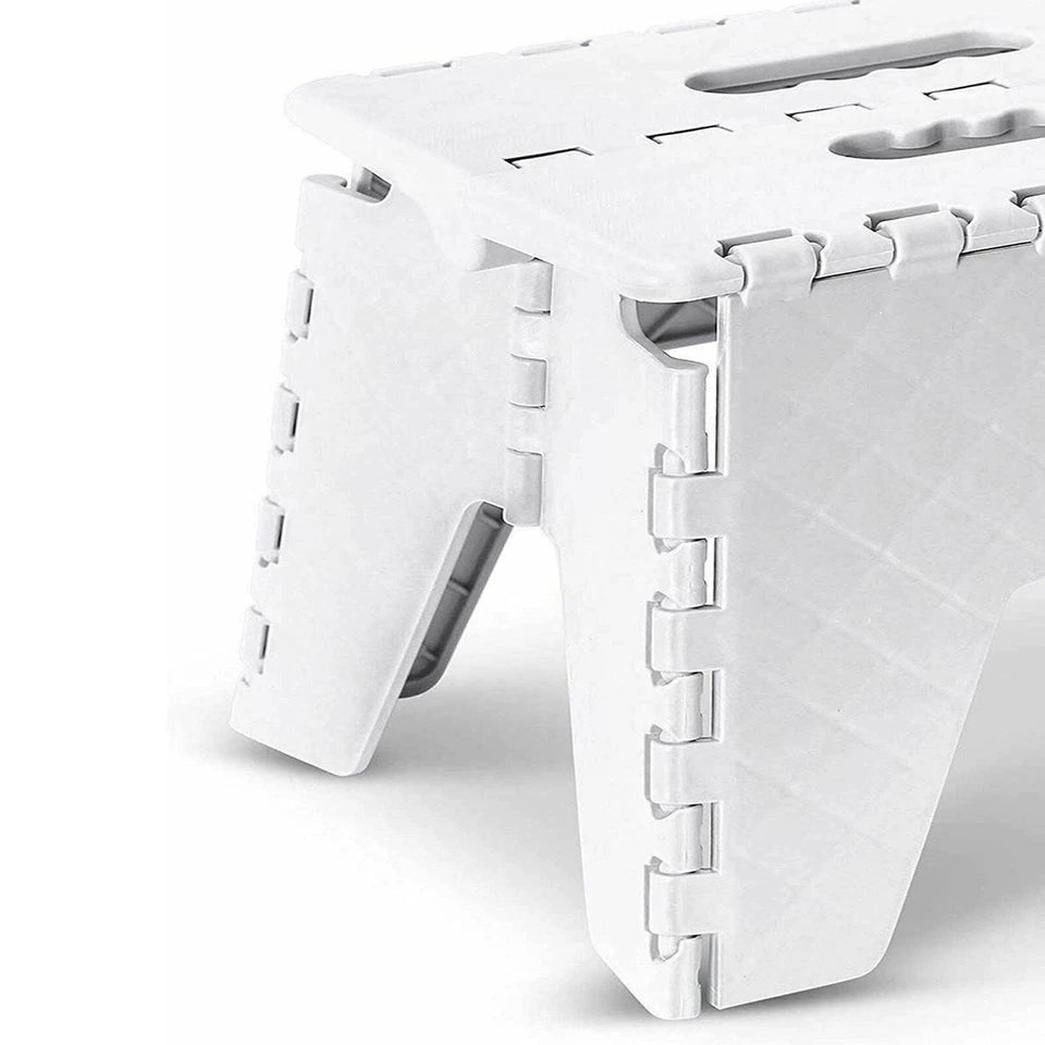 WHITE STEP STOOL FOLDING HANDY HOME KITCHEN 120KG FLAT STORAGE COLLAPSIBLE MULTI USE