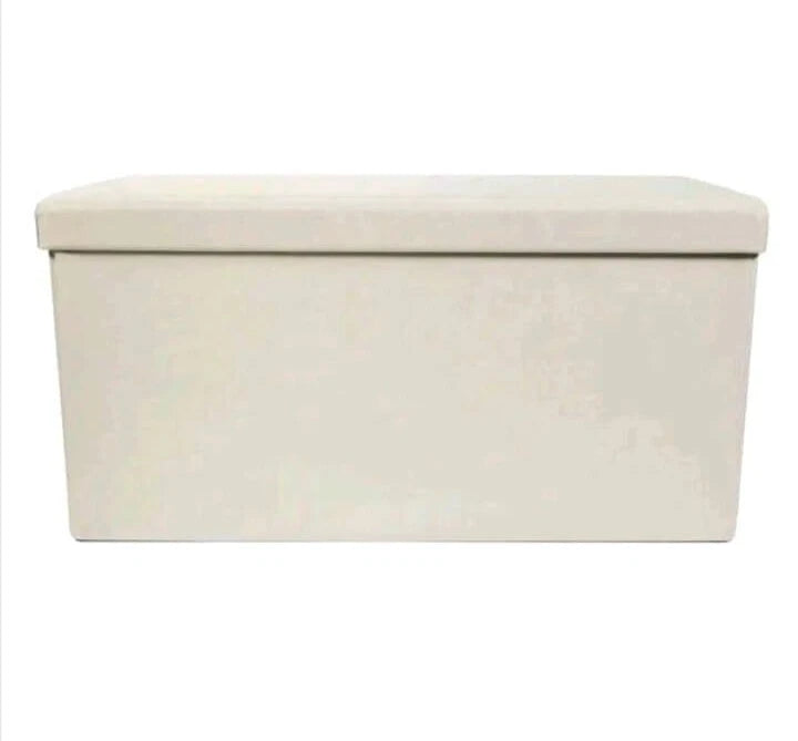 Faux Leather Folding Storage Box Ottoman Seat Stool Storage Boxes Home Footstool