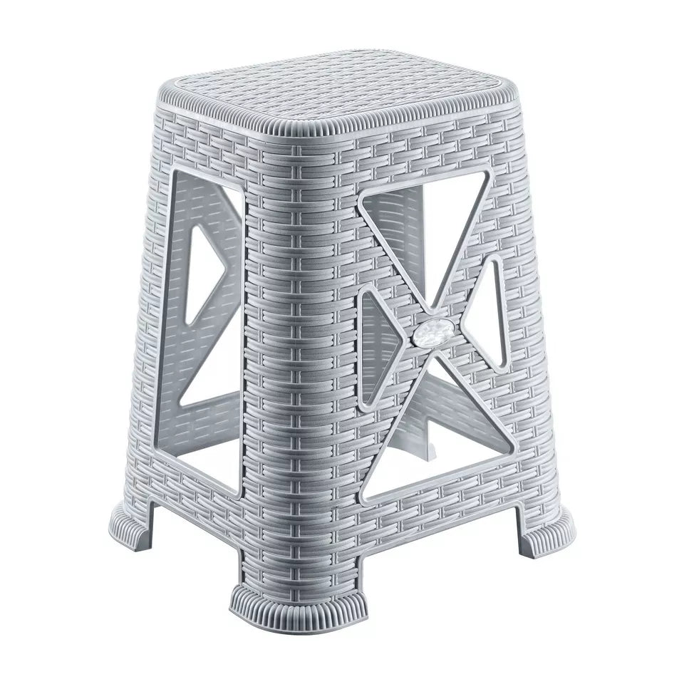 18" Large Plastic Rattan Stool Indoor Outdoor Home Stackable Seat Chair