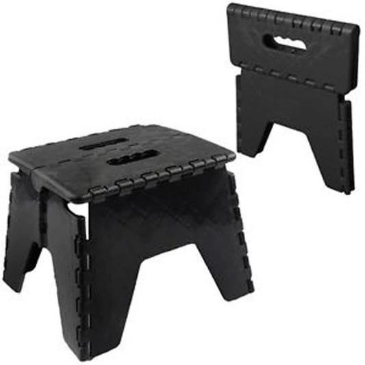 BLACK STEP STOOL FOLDING HANDY HOME KITCHEN 120KG FLAT STORAGE COLLAPSIBLE MULTI USE