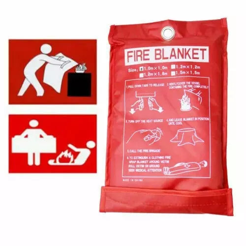 Fire Blanket With Flame-Retardant Cotton Tapes Travel Safety Large 1m x 1m