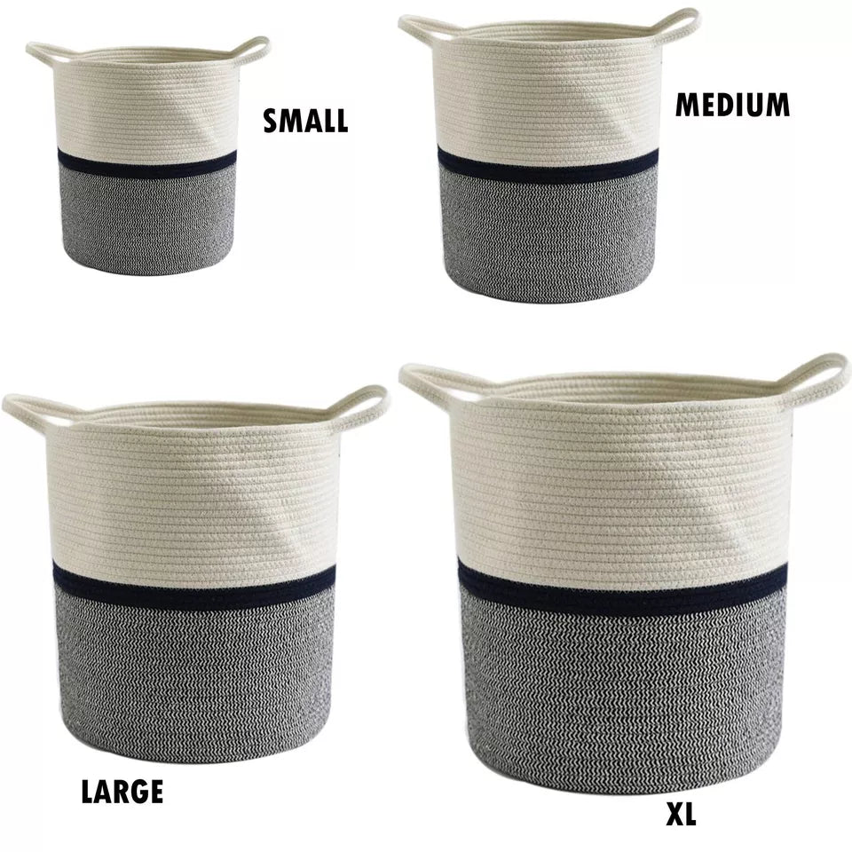 Cotton Rope Basket Cloth Toy Storage Laundry Washing Organizer Hamper Pack Of 4