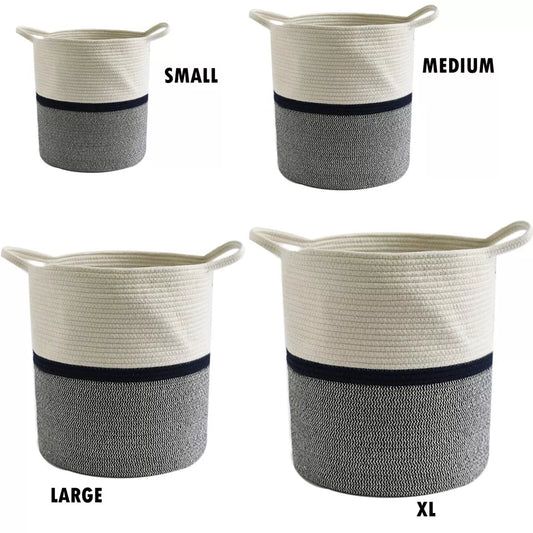 Cotton Rope Basket Cloth Toy Storage Laundry Washing Organizer Hamper Pack Of 4