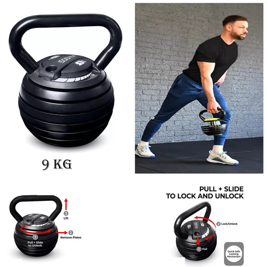 9KG Adjustable Kettlebell Weight Exercise Home Gym Fitness Workout