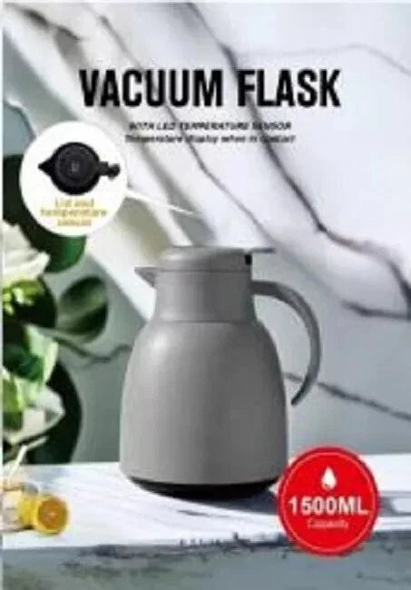 1500ML Vacuum Flasks Kettle Kitchen SS Insulated Teapot Thermos Coffee Jug-GREY