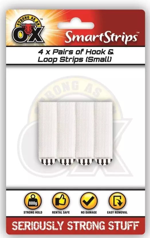 Poster Strips Adhesive Replacement And Hook & Loop Damage Free Hanging Strips-Small