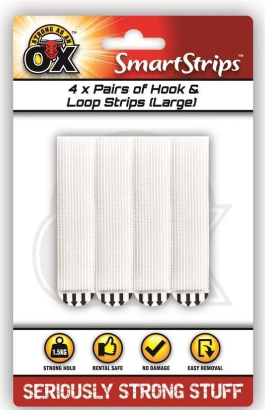 Poster Strips Adhesive Replacement And Hook & Loop Damage Free Hanging Strips-Large